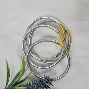 Silver and Gold toned Wrapped Womens Bracelet Set
